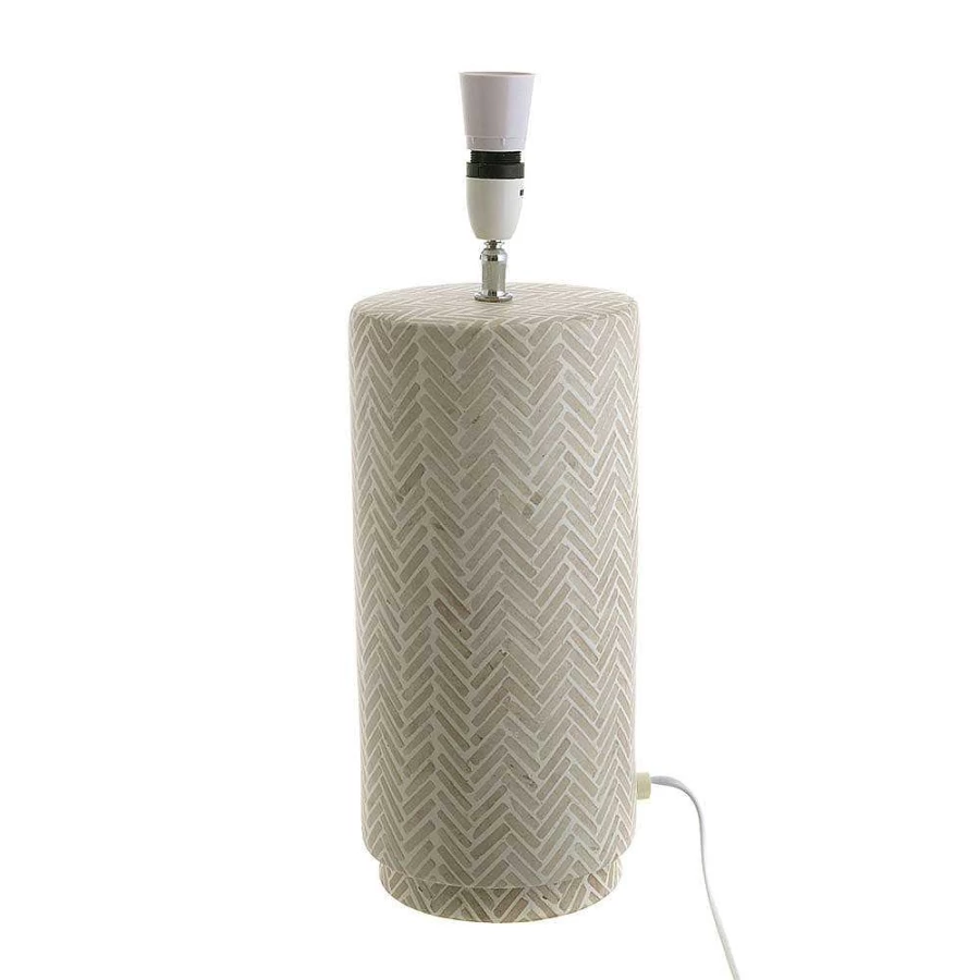 Wheel and Barrow Herringbone Pattern Beige Table Lamp - 65cm Modern Lighting