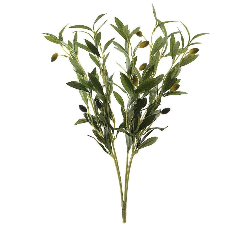 Wheel and Barrow Olive Stem Spray 48Cm - Artificial Olive Branch for Home Decor