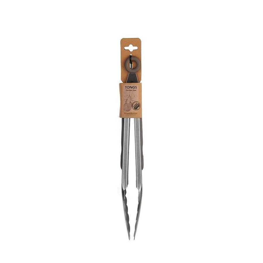 Premium 23cm Stainless Steel Kitchen Tongs with Non-Slip Silicone Handle - Wheel & Barrow