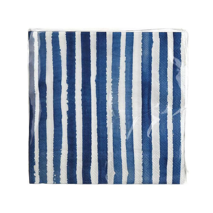 Wheel and Barrow Blue Stripe Paper Napkins 33cm x 33cm - Pack of 20 Premium Disposable Napkins for Dining and Parties