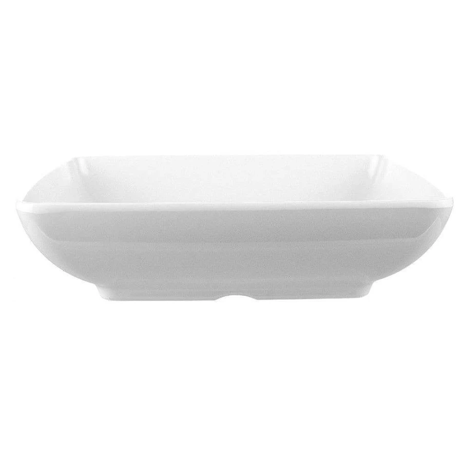 Wheel and Barrow 24cm Square White Melamine Bowl - Durable Dishware for Dining & Serving