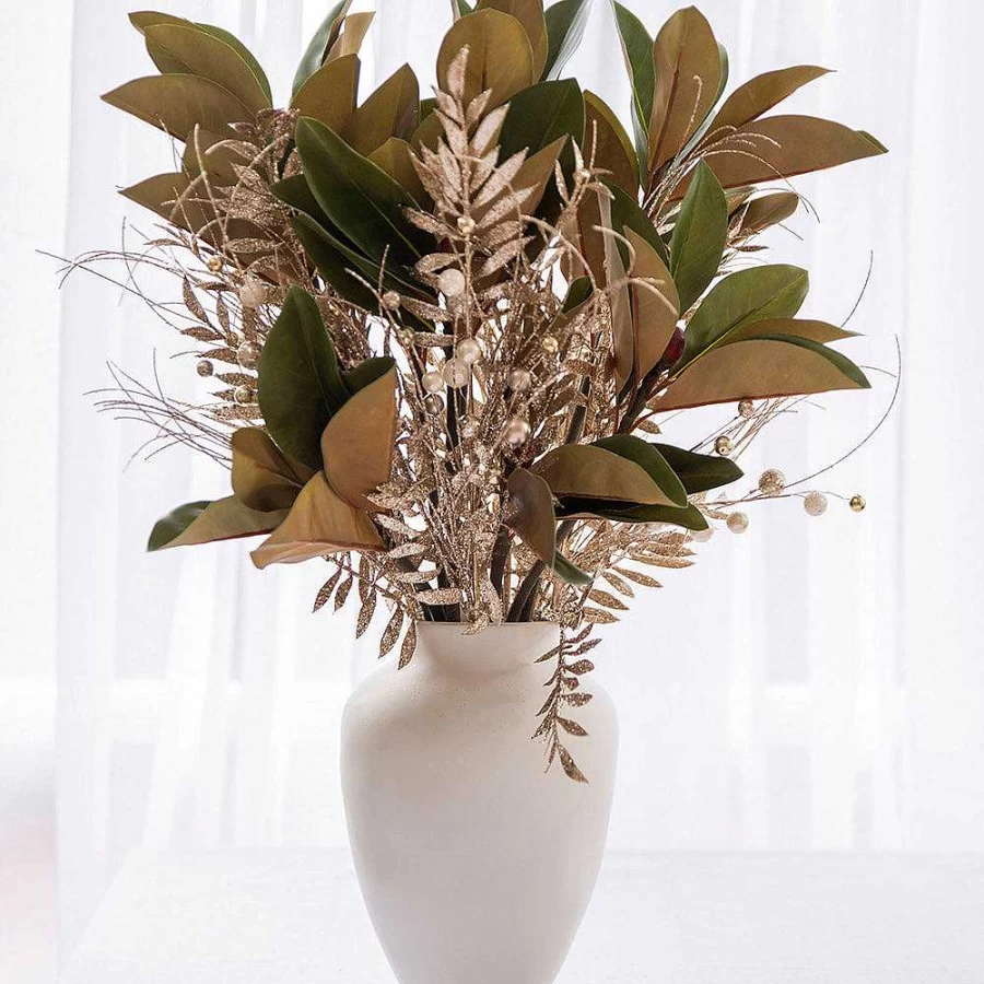 Wheel and Barrow Artificial Magnolia Leaf Stem - 73cm Faux Greenery for Home Decor
