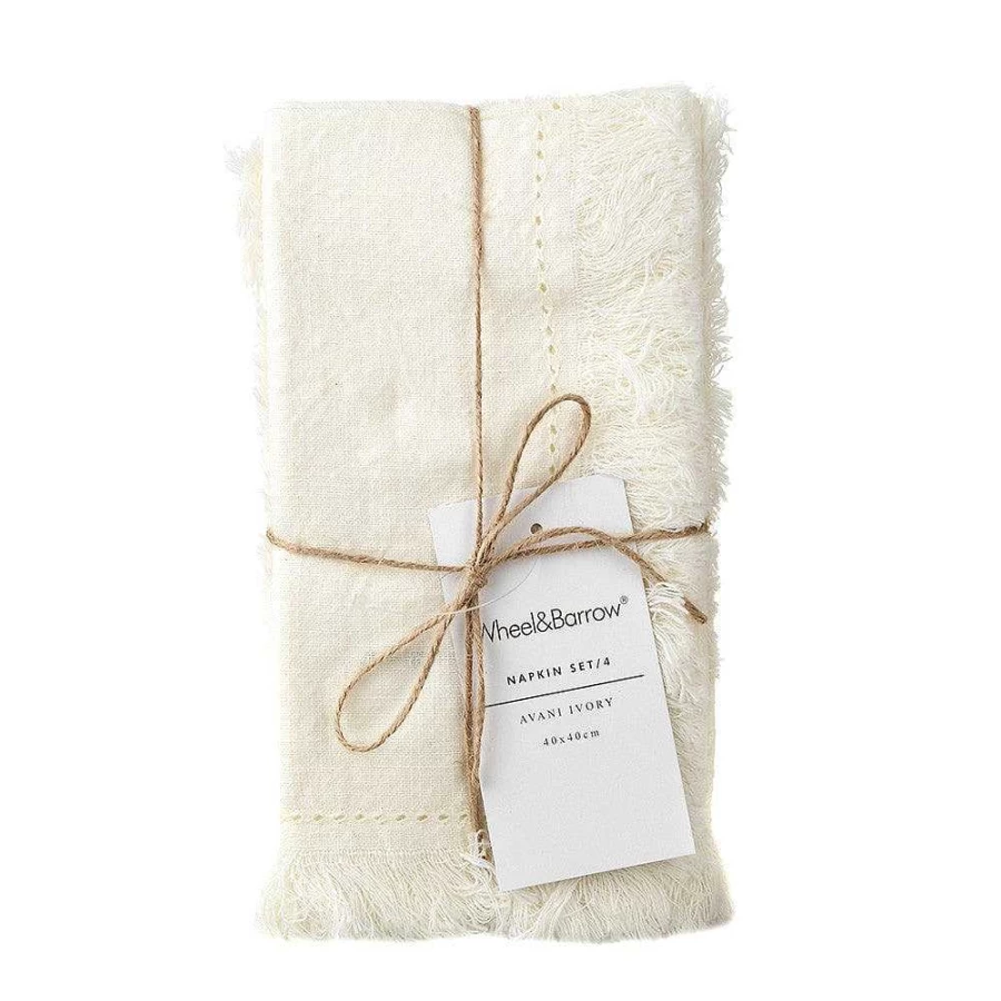 Wheel and Barrow Avani 4-Piece Ivory Napkin Set 40x40cm for Elegant Dining