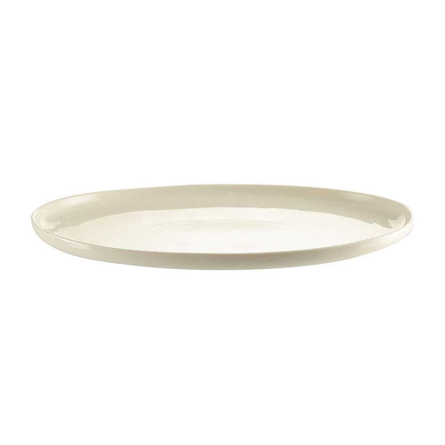 Wheel & Barrow White Bone China Oval Platter 36cm x 25cm x 2cm - Elegant Serving Dish