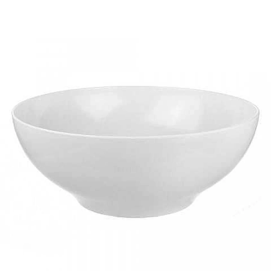 Wheel and Barrow White Melamine Large Round Bowl 35cm - Durable Dinnerware for Dining & Serving