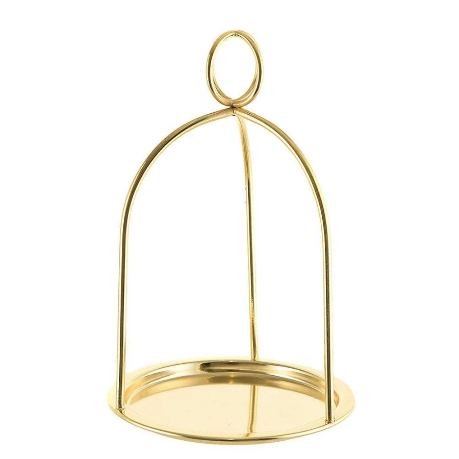 Wheel and Barrow 1-Tier Champagne Gold Serving Stand with Handle - Elegant Display Tray for Desserts and Drinks