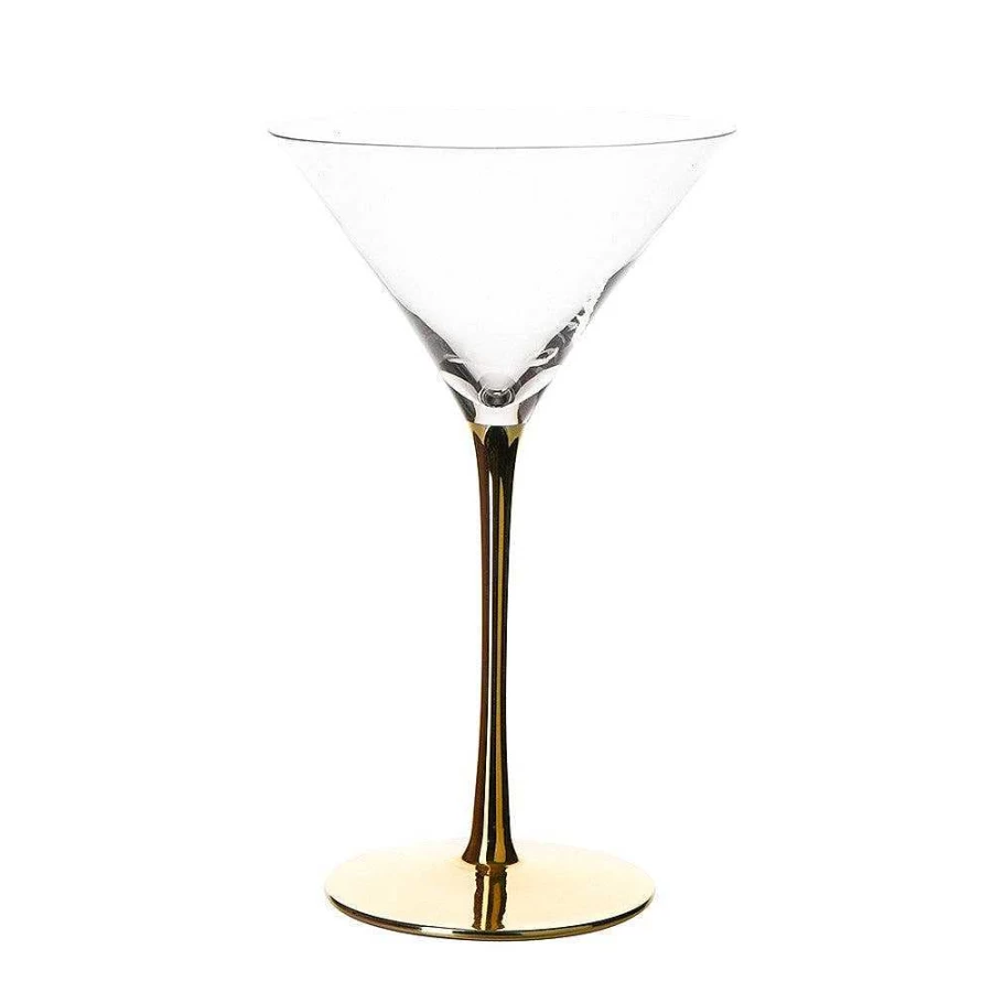 Wheel and Barrow Gold Martini Glasses Set of 255ml - Elegant Cocktail Glassware for Home Bar