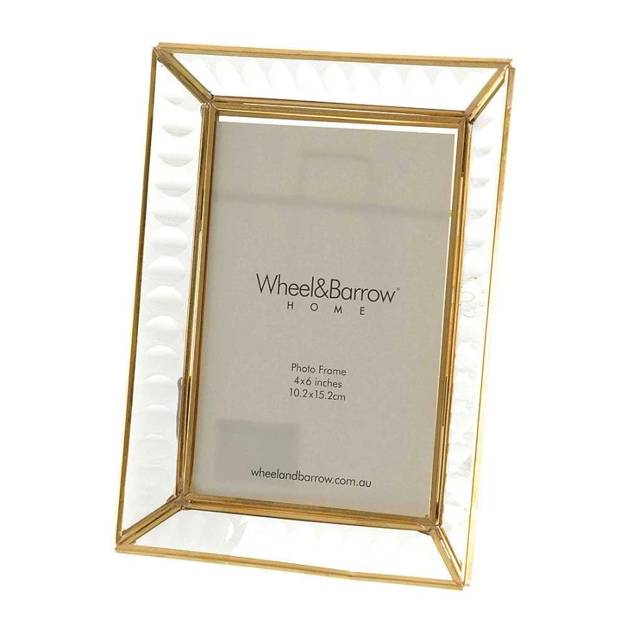 Wheel and Barrow Gold Glass Photo Frame 20x15cm for Wall or Tabletop Display