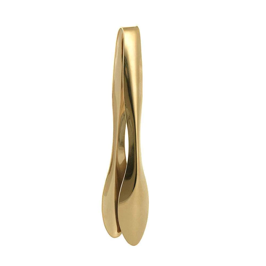 Wheel and Barrow 15cm Gold Kitchen Tongs - Lightweight Stainless Steel Cooking Tongs for Serving and Grilling