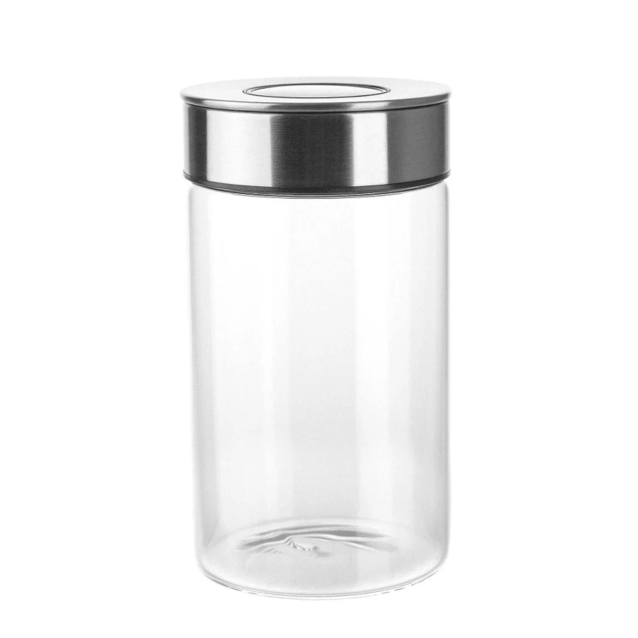Wheel and Barrow Airtight Glass Storage Jar with Stainless Steel Lid - Medium Size