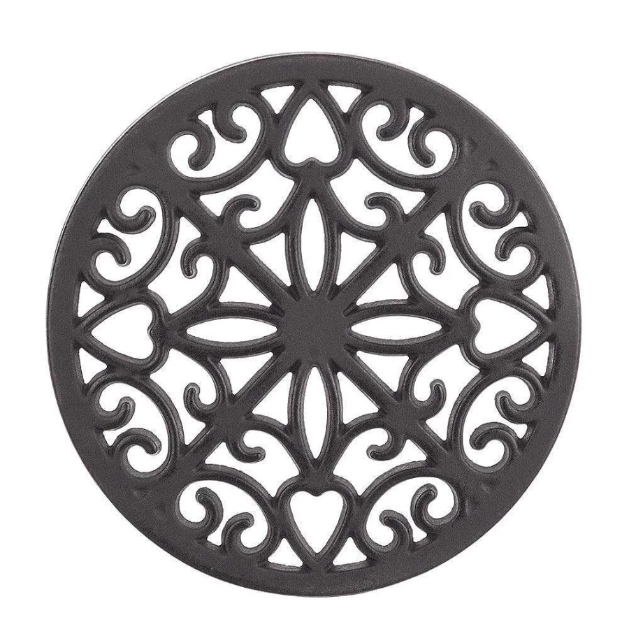 Wheel and Barrow 20Cm Black Cast Iron Trivet for Kitchen Countertop Heat Protection