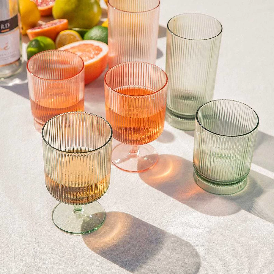 Wheel and Barrow Green Acrylic Ribbed Tumbler Cup - 285ml BPA-Free Insulated Drinking Glass