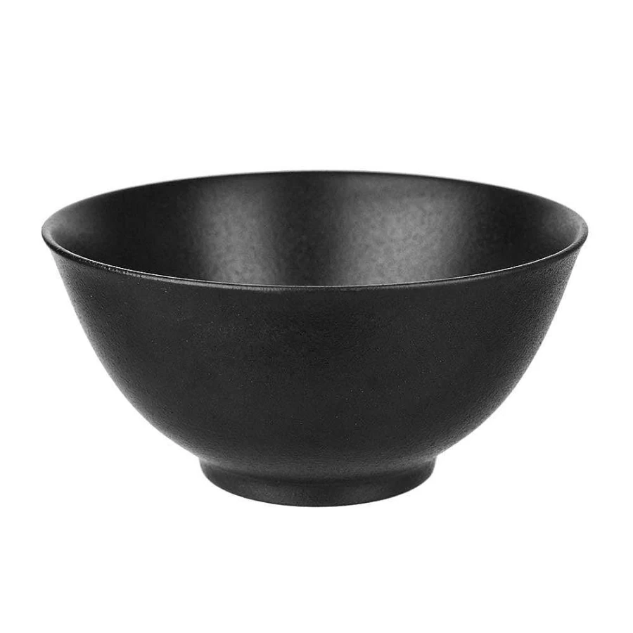 Wheel and Barrow Round Black Ceramic Bowl 15cm - Durable Kitchen Dining Dish