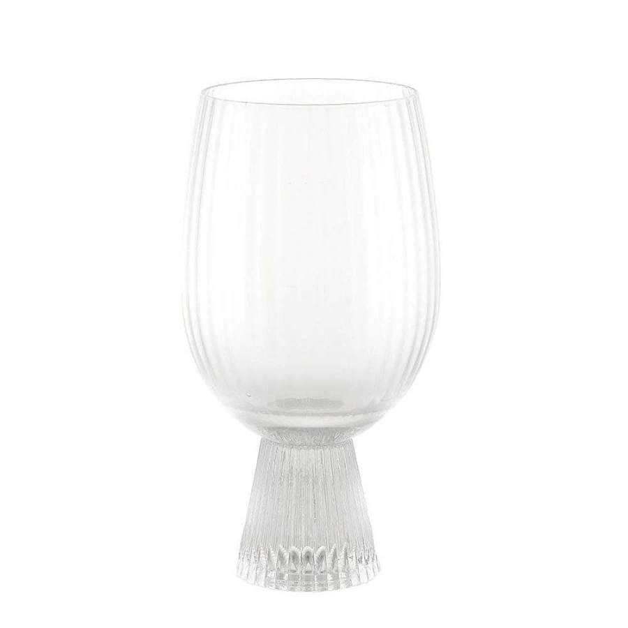 Wheel and Barrow 420ml Heavy Base Ribbed Wave Glass - Durable Drinking Cup for Beer or Cocktails
