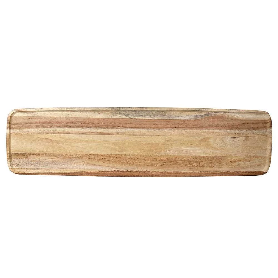 Wheel and Barrow Acacia Wood Rectangle Serving Tray 96cm x 25cm - Natural Wooden Platter for Dining & Entertaining