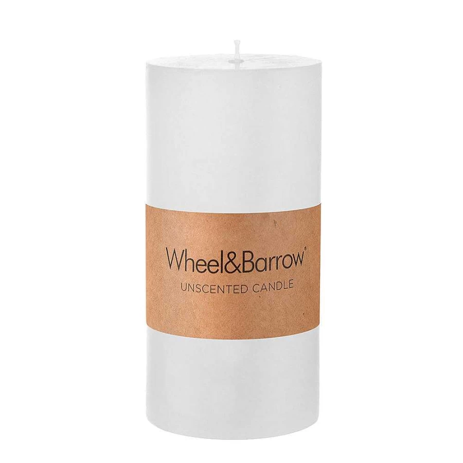 Wheel and Barrow White Pillar Candle 10cm x 20cm for Home Decor and Events