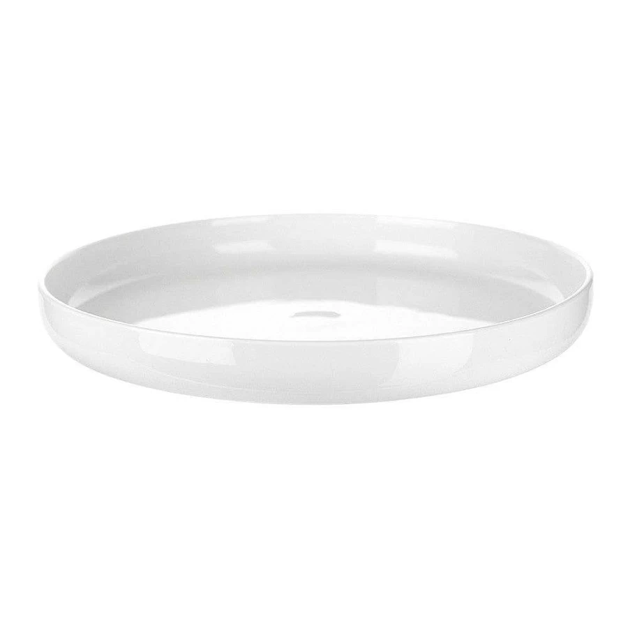 Wheel and Barrow White Porcelain Round Serving Bowl 28cm Diameter 3.5cm Depth