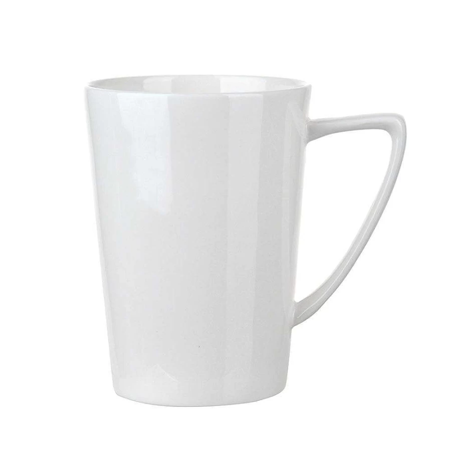 Wheel and Barrow White Bone China 370ml Conical Coffee Mug - Elegant Tea Cup