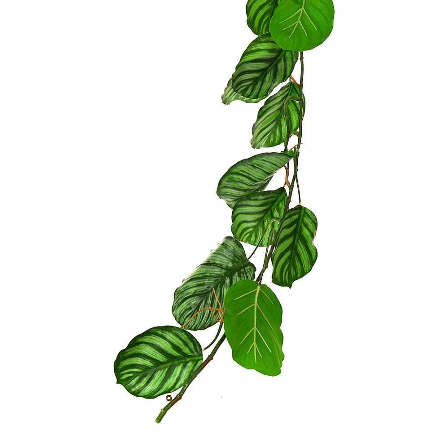 Wheel and Barrow Artificial Ivy Garland with Green Striped Leaves for Home Decor
