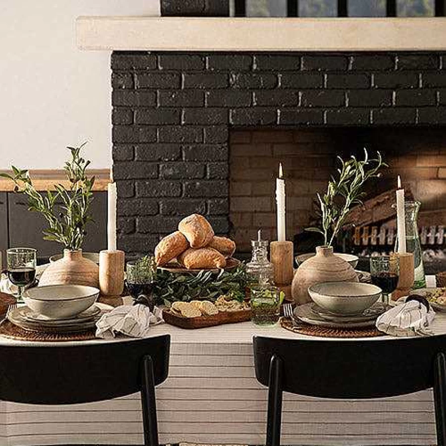Wheel & Barrow Light Blue Stoneware 12-Piece Dinner Set - Durable Ceramic Tableware