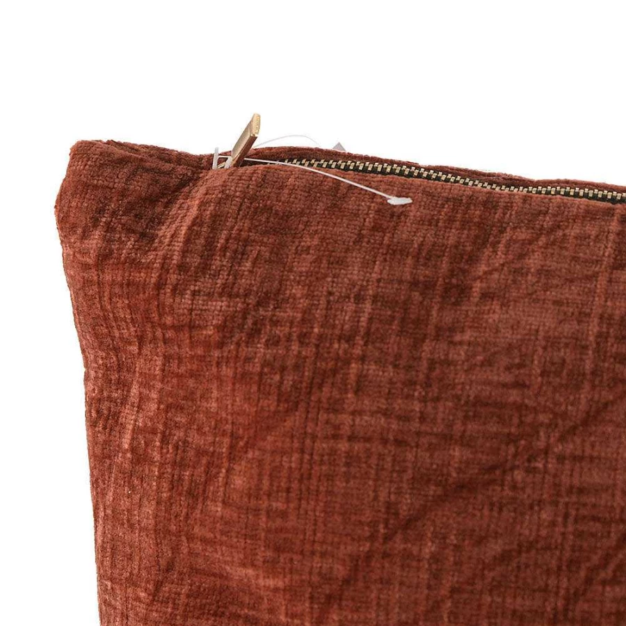 Wheel and Barrow Red Velvet Cushion 50x50cm - Soft Luxury Square Pillow Cover for Sofa Bedroom Decor