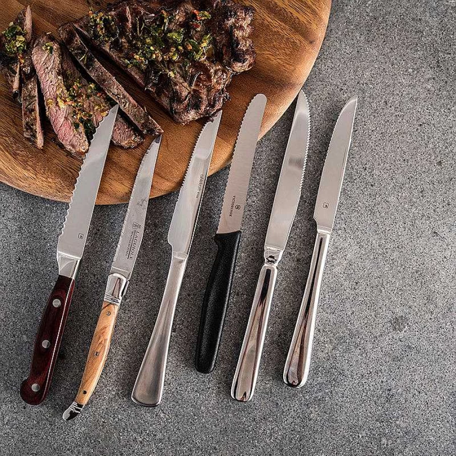 Wheel and Barrow 18/10 Stainless Steel Steak Knife Set - 23cm Premium Restaurant Grade Caffe Steak Knives