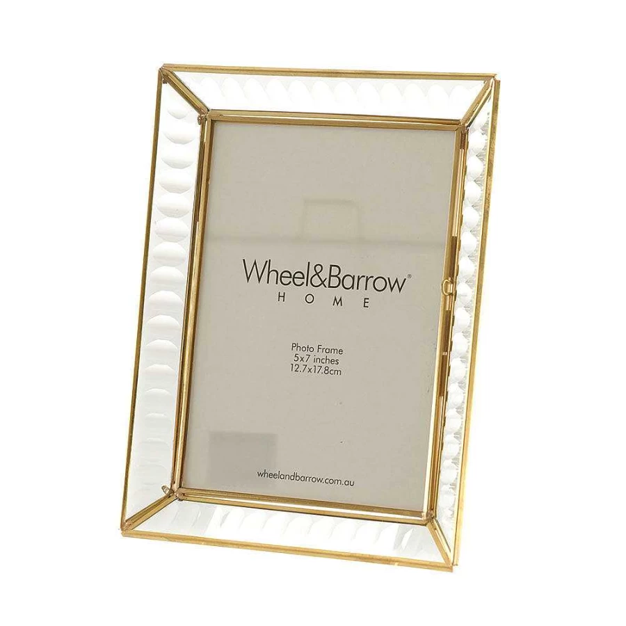 Wheel and Barrow Gold Photo Frame 22.5x17.5cm with Glass Front - Elegant Wall or Table Display
