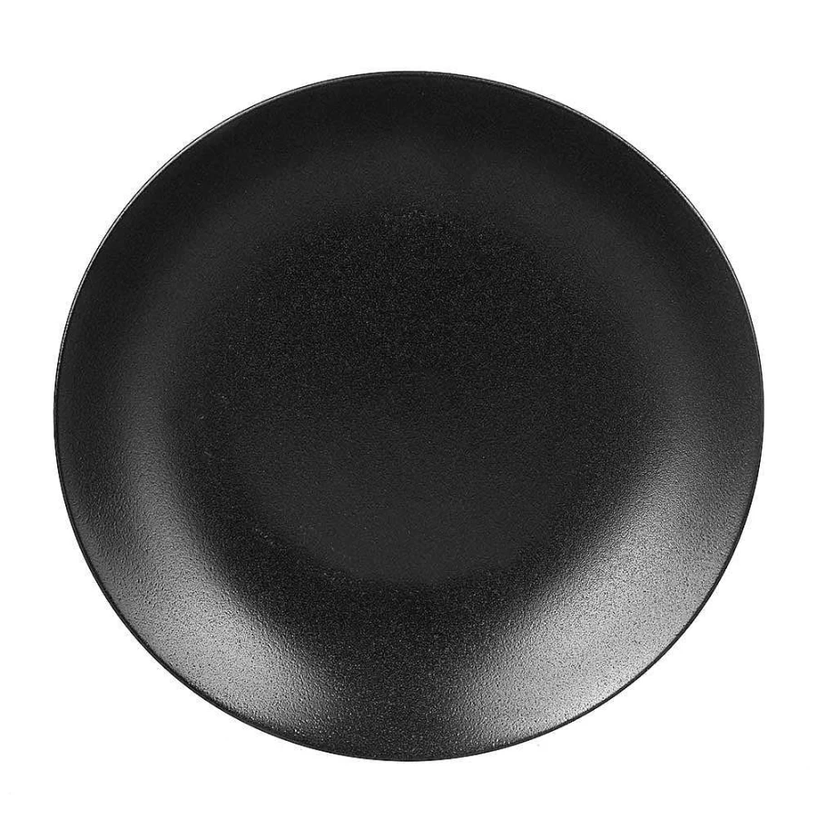 "Wheel and Barrow Deep Black Rice Plate 25.4cm x 5cm - Durable Dining Tableware"