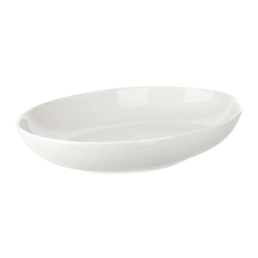 Wheel & Barrow White Porcelain Oval Coupe Plate 28x20cm - Elegant Dining Tableware