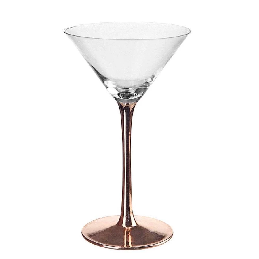 Wheel and Barrow Copper Stem Martini Glass - 255ml Elegant Cocktail Cup for Classic Drinks