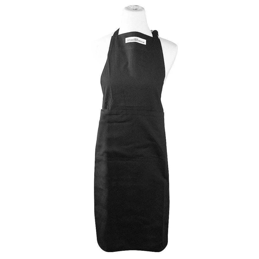 "Wheel & Barrow Classic Black Apron – Premium Kitchen & BBQ Apron for Cooking & Grilling"