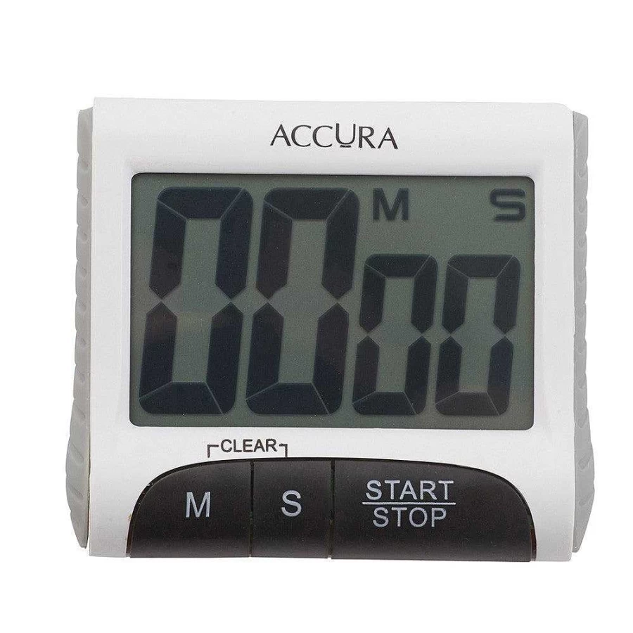 Wheel and Barrow Digital Kitchen Timer 99 Minutes Countdown Up White - Silent Alarm Clock for Cooking, Baking, and Classroom