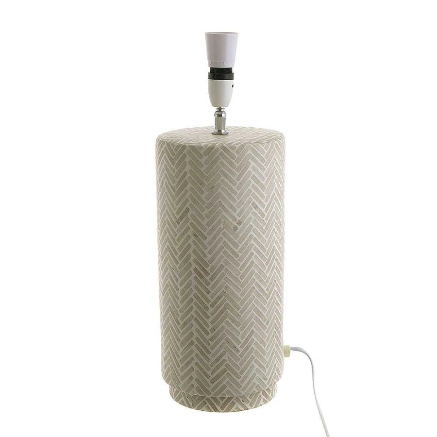 Wheel and Barrow Herringbone Pattern Beige Table Lamp - 65cm Modern Lighting