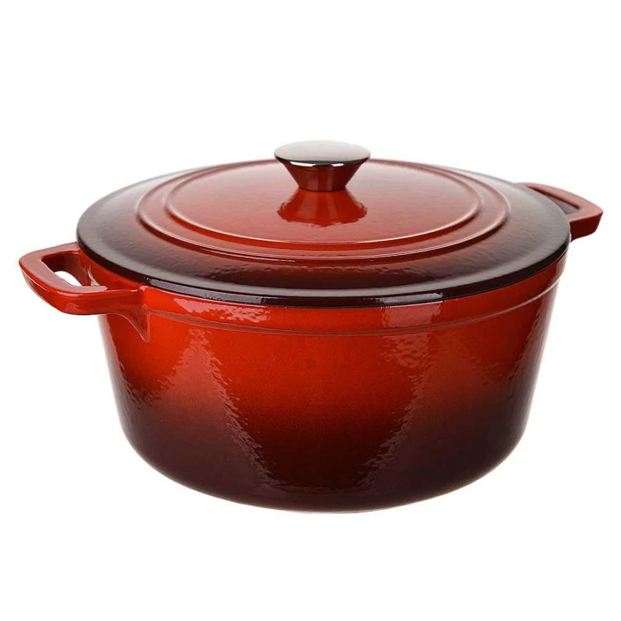 Wheel and Barrow 4.6L Red Enameled Cast Iron Dutch Oven Pot