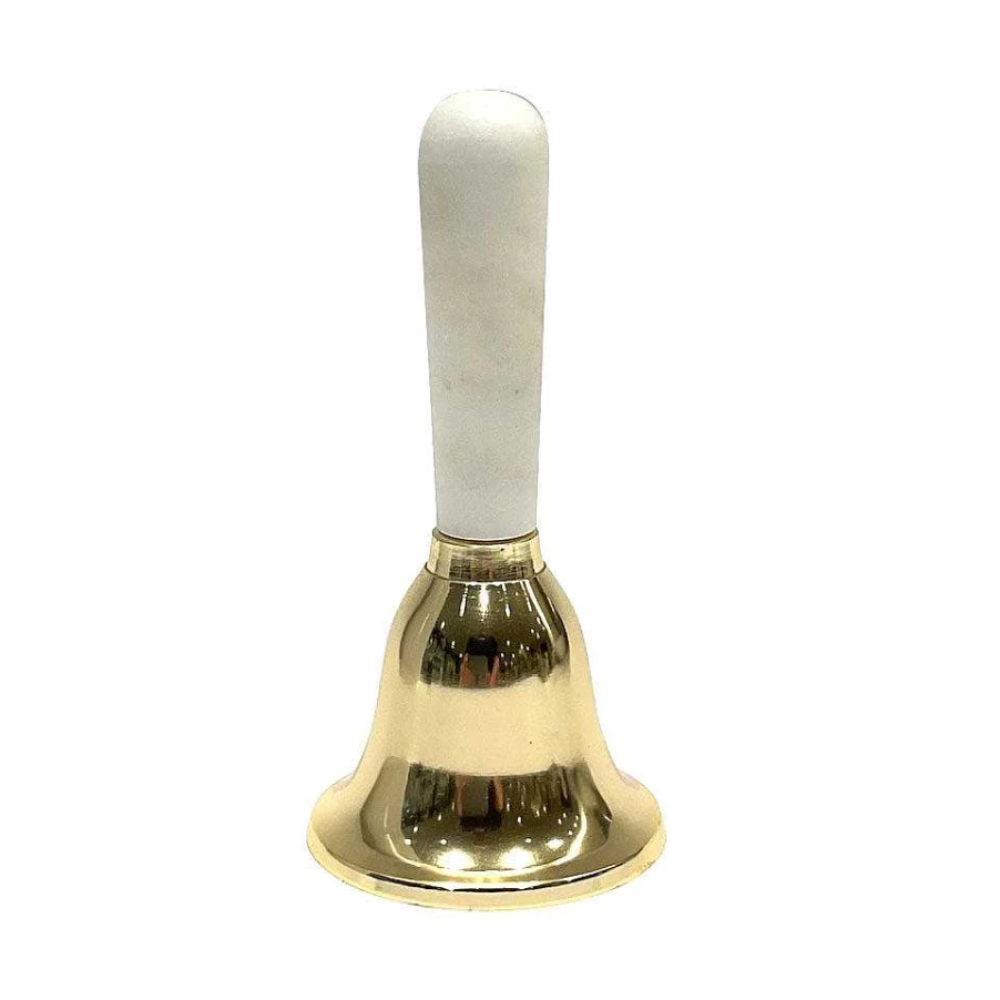 "Wheel and Barrow Gold Marble Desk Bell - Elegant Handheld Office Call Bell with Decorative Marble Handle"