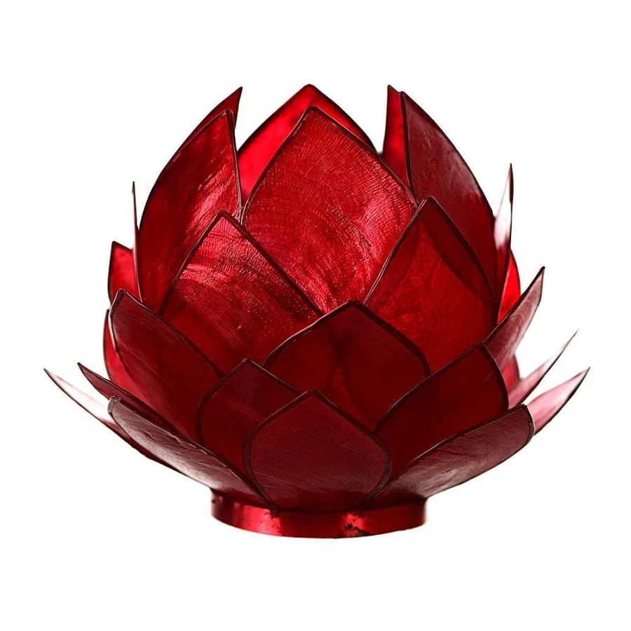Wheel and Barrow Red Capiz Cabbage Tealight Holder for Home Decor
