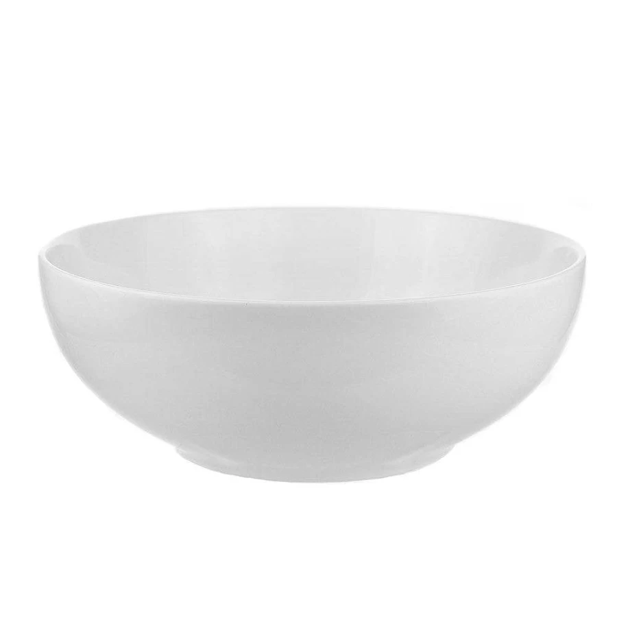 Wheel and Barrow 26cm White Porcelain Round Serving Bowl - Elegant Dinnerware for Dining & Entertaining