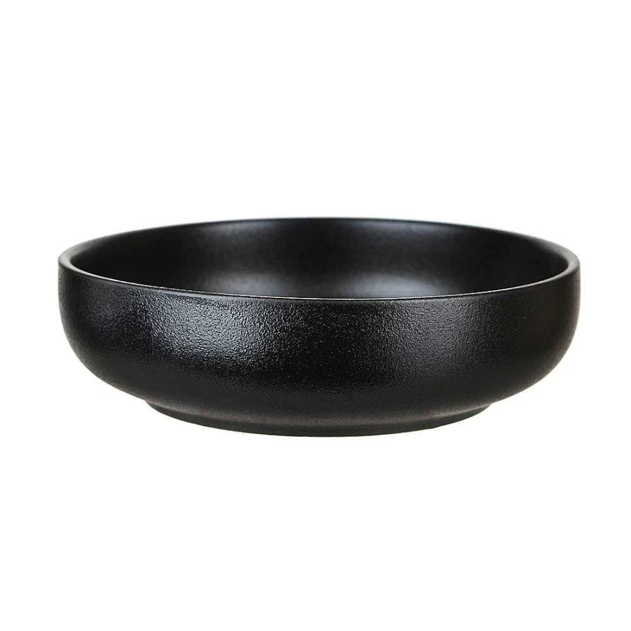 "Wheel and Barrow Round Black Serving Bowl - 21cm Diameter x 6cm Height"