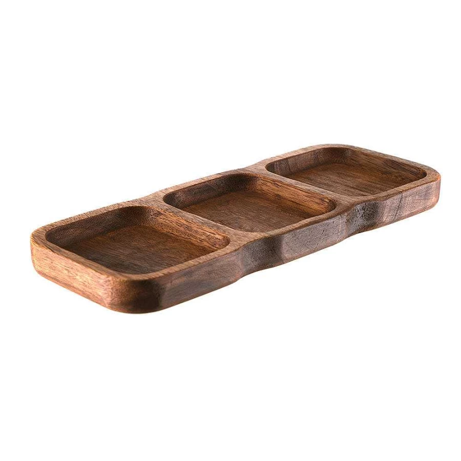 Wheel and Barrow Acacia Wood Serving Tray - 38cm x 15cm x 3cm - Rustic Rectangular Wooden Tray for Dining & Entertaining