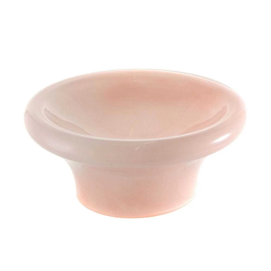 Wheel and Barrow Pink Glass Footed Bowl - 23cm Diameter x 10cm Height - Decorative Serving Bowl