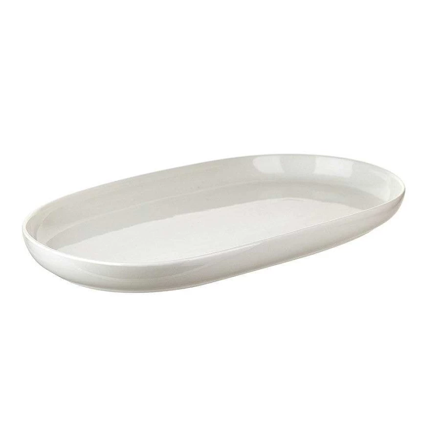 Wheel and Barrow White Porcelain Oval Serving Platter 41cm x 23cm