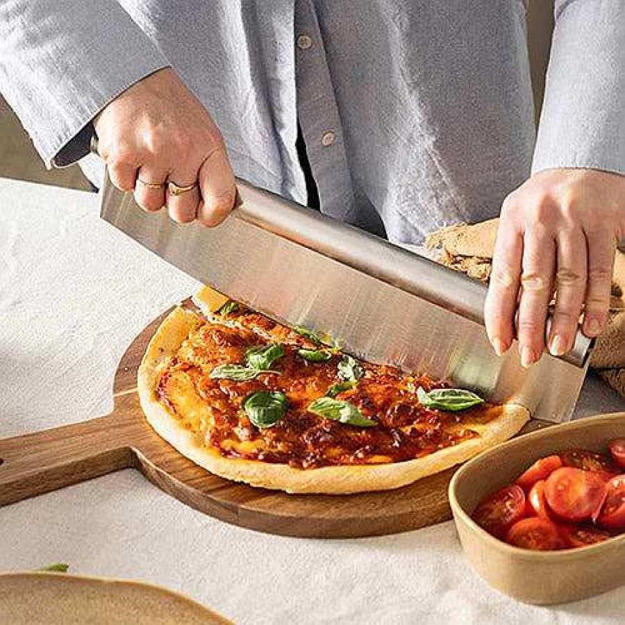 Wheel and Barrow Stainless Steel Rocking Pizza Cutter - Sharp Blade for Effortless Cutting, Ergonomic Handle