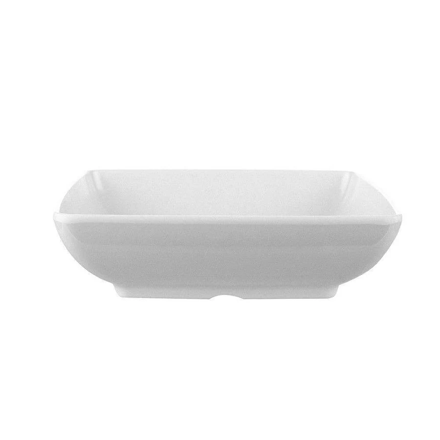 Wheel and Barrow White Square Melamine Bowl 19cm - Durable Dinnerware for Home & Restaurant Use