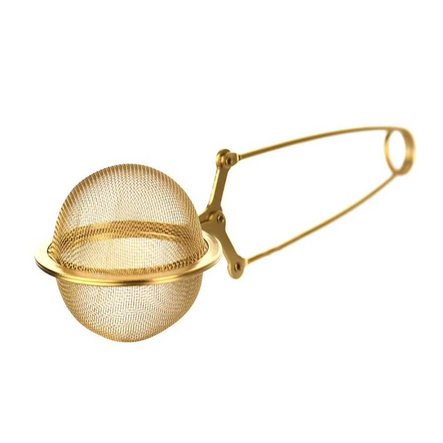 Wheel and Barrow Premium Gold-Plated Stainless Steel Tea Strainer - 4.5cm Fine Mesh Infuser for Loose Leaf Tea