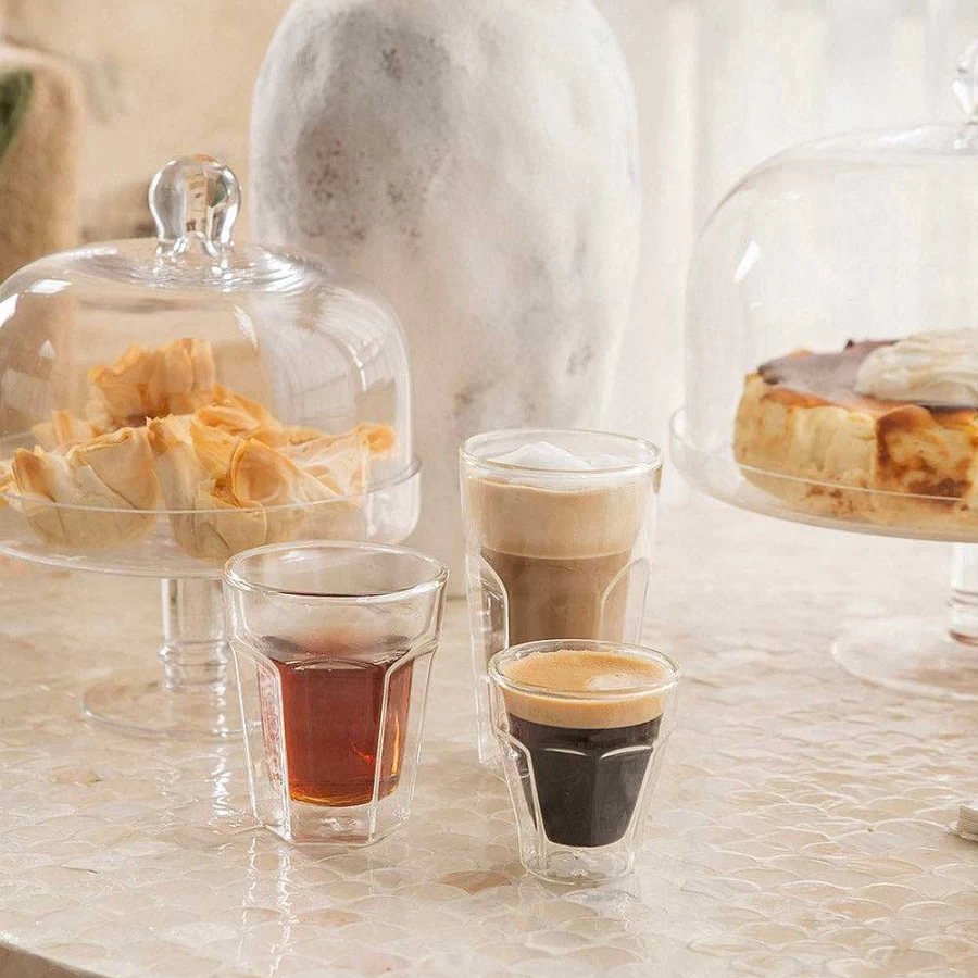 "Wheel and Barrow Double Wall Insulated Coffee Glass - 350ml Picardie Style"