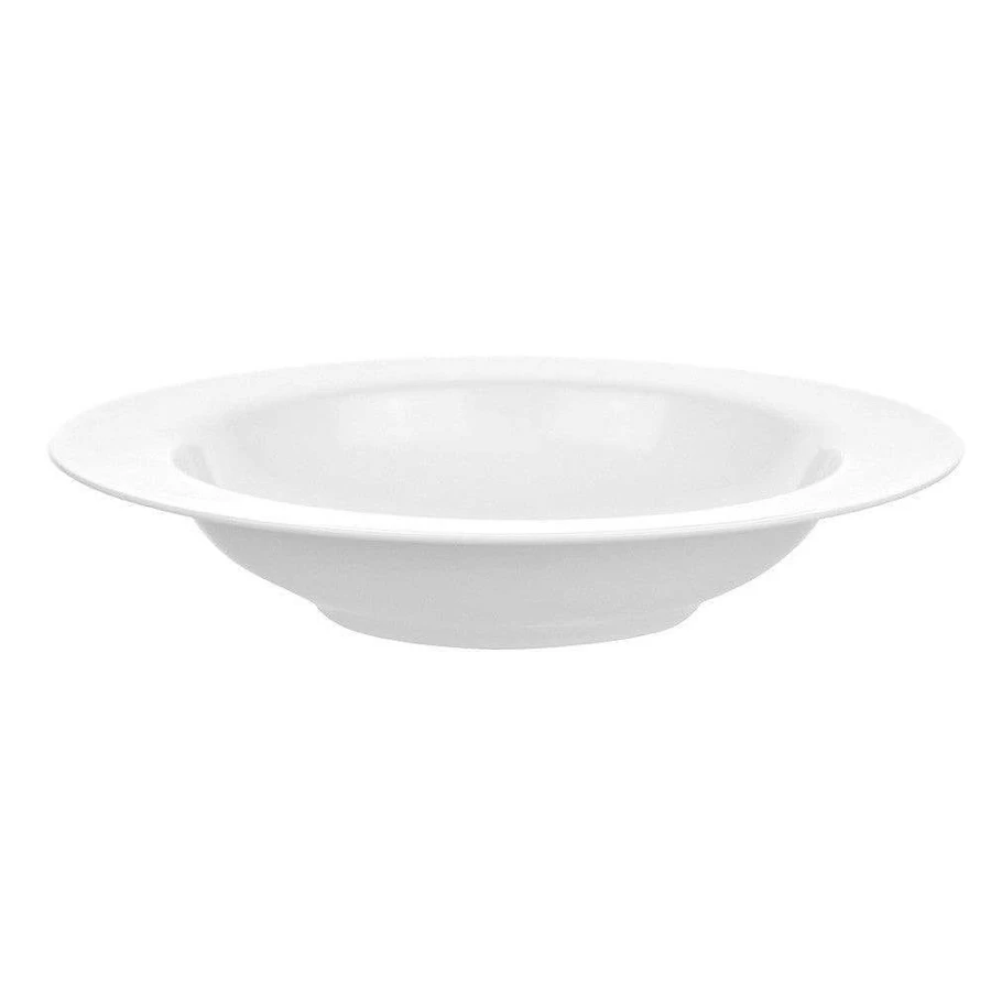 Wheel and Barrow White Porcelain 27cm Rimmed Bowl - Elegant Dining Tableware