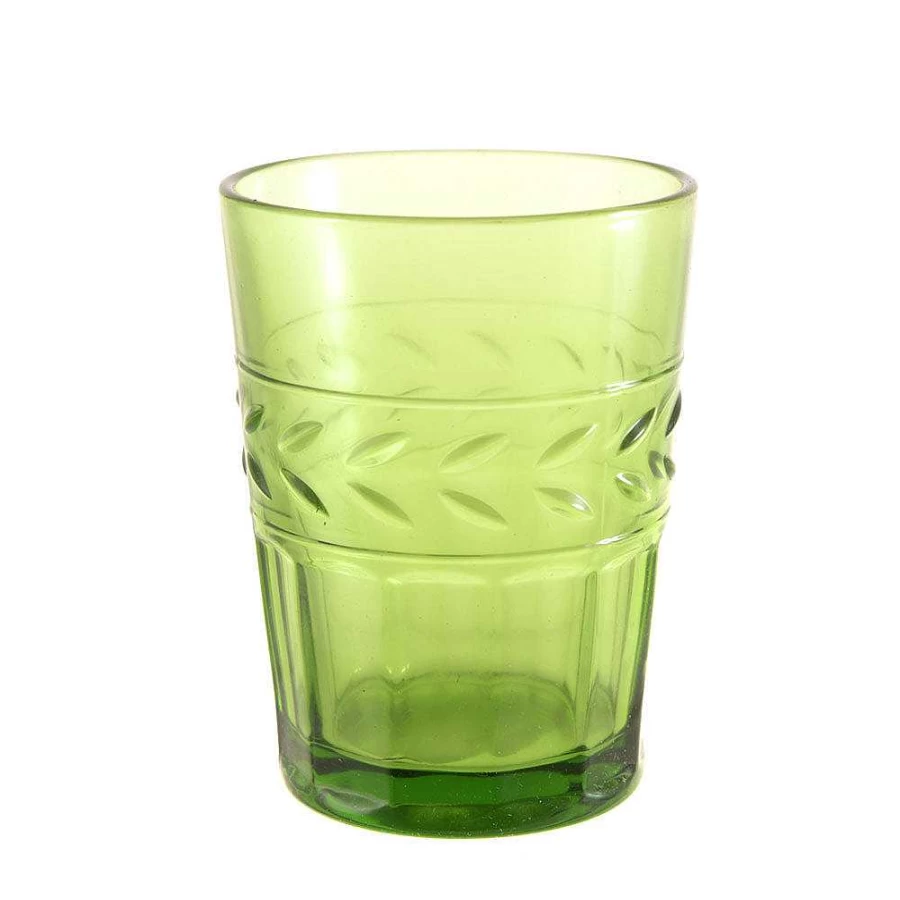 Wheel and Barrow Tuscan Green Glass Tumbler - 310ml Insulated Cup for Hot & Cold Drinks