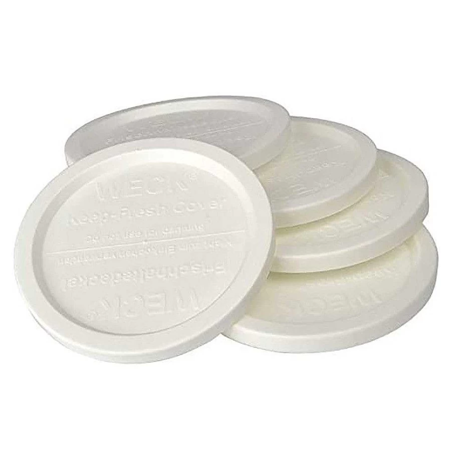 Wheel and Barrow 10Cm Plastic Lids Set of 5 for Weck Jars - Airtight Food Storage Replacement Covers