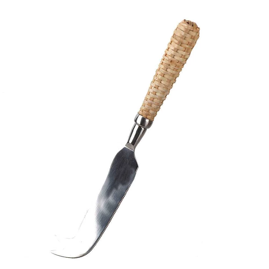 "Wheel and Barrow Cheese Knife with Rattan Handle – Premium Cheese Cutting Tool"