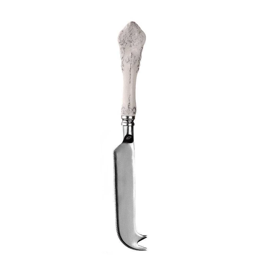 Wheel and Barrow White Handle Cheese Knife - Stainless Steel Blade for Precise Cutting
